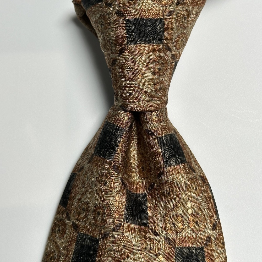 Robert Talbott Tie Mens Silk Diamond Geometric Pattern Nordstrom‎ Gold Black